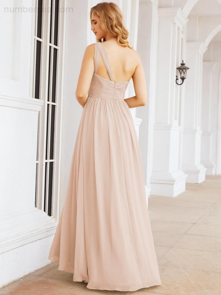 Numbersea One Shoulder Bridesmaid Dresses Long Maxi Formal Evening Party Prom Gowns 28061