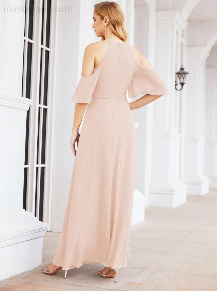 Numbersea Cold Shoulder Bridesmaid Dresses A-Line Long Formal Evening Gowns 28074