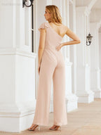 Numbersea Women's One Shoulder Long Jumpsuit Formal Evening Dress Long Bridesmaid Dresses Pants Wedding Party 28034