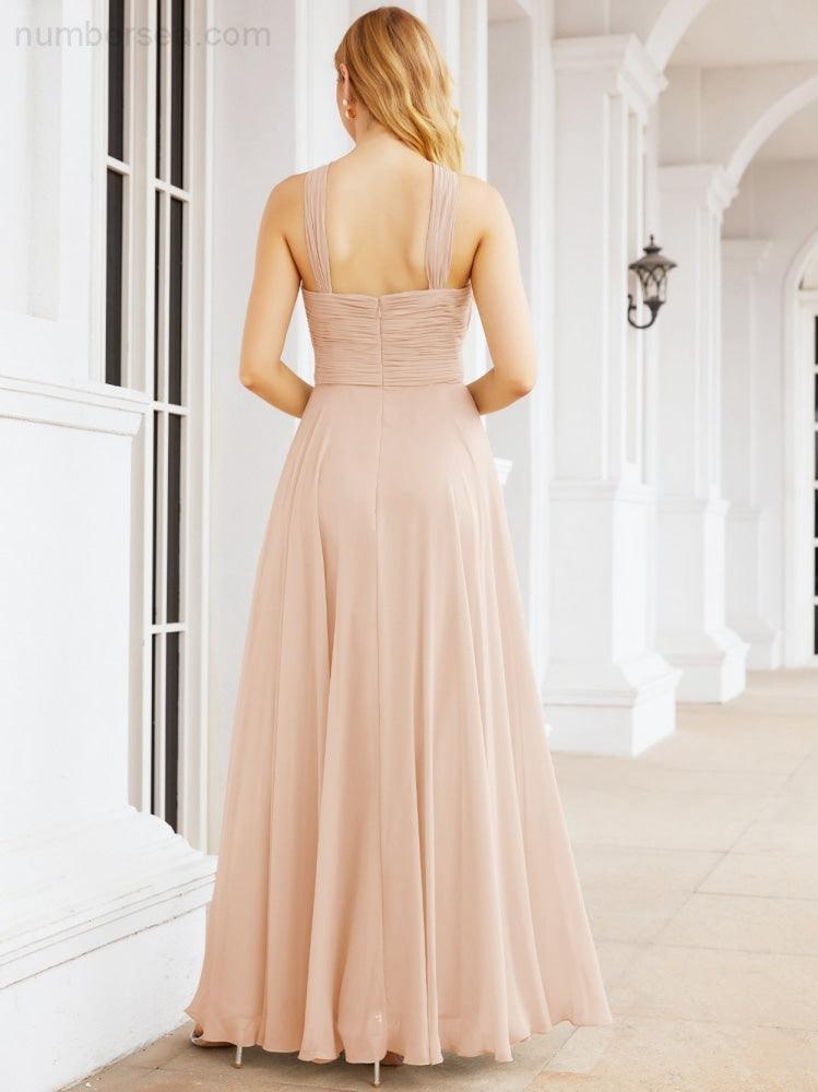 Numbersea Crisscross Halter Bridesmaid Dresses for Party Wedding Evening Prom Maxi Ball Gowns 28053