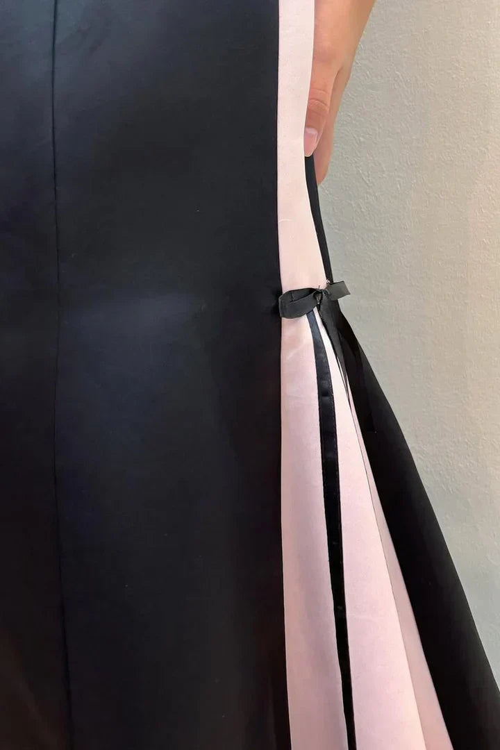 Strapless Sleeveless A-Line Scoop Satin Long Prom Formal Dress