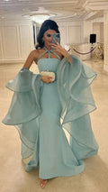 Fashion Tiffany  Mermaid Prom Dresses With Organza Sleeves