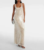 Chic Sequin Tank Champagne Backless Prom Dress
