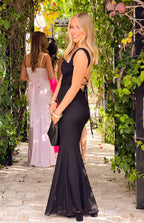 Sexy Crepe Ruched Floor-Length Backless Prom Dress