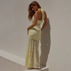 Elegant Halter Lace Backless Slim Prom Dress