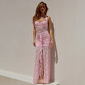 Elegant Halter Lace Backless Slim Prom Dress