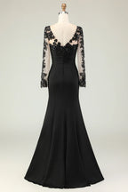 Mermaid V-Neck Long Prom Dress with Lace Appliques