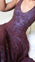 Lace Halter Prom Dresses Long Evening Party Dress