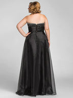 Elegant A-Line Little Dress Dress Prom Floor Length Sleeveless Sweetheart Organza with Ruched Beading