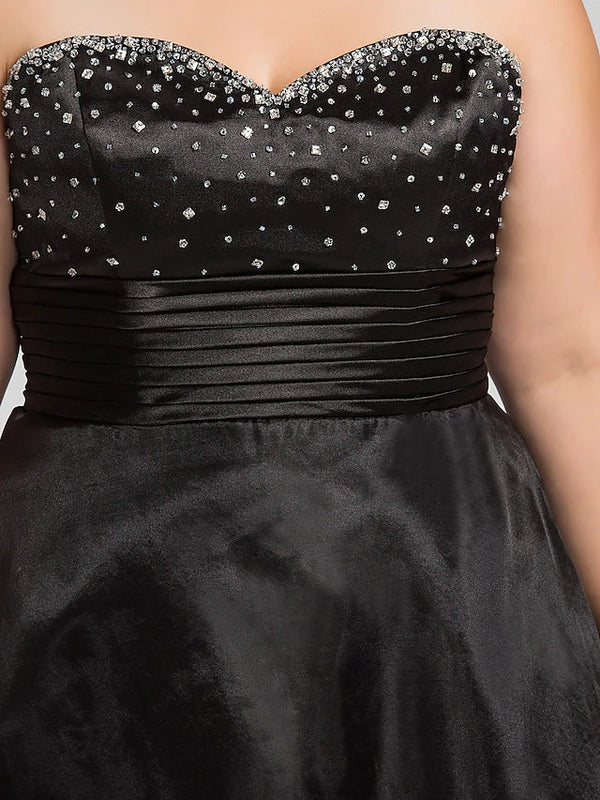 Elegant A-Line Little Dress Dress Prom Floor Length Sleeveless Sweetheart Organza with Ruched Beading
