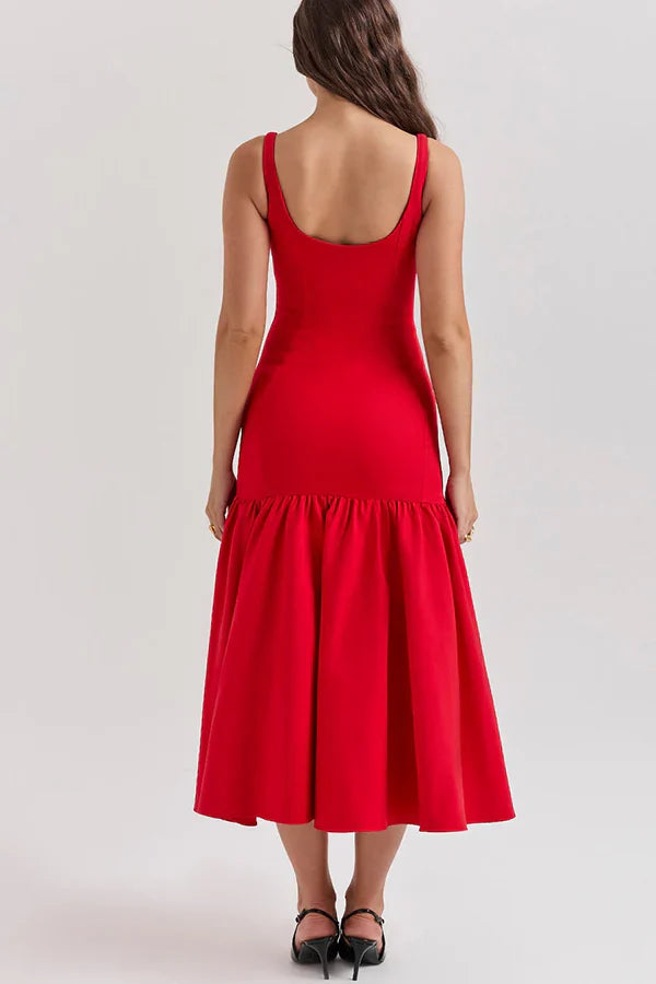 Graceful Silhouette Square Neck Wide Strap Drop Waist Prom Dress