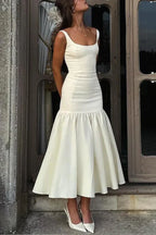 Graceful Silhouette Square Neck Wide Strap Drop Waist Prom Dress