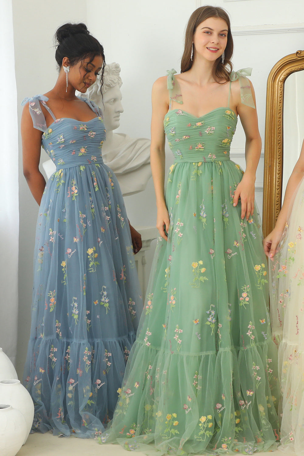 Plus Size Champagne Embroidery Long Prom Dress
