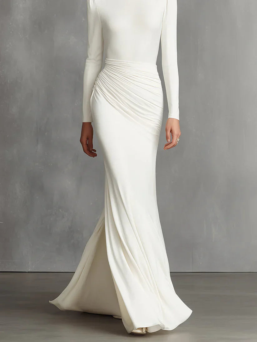 Elegant  Elegant Satin Ruched Mermaid Maxi Dress Prom Dress
