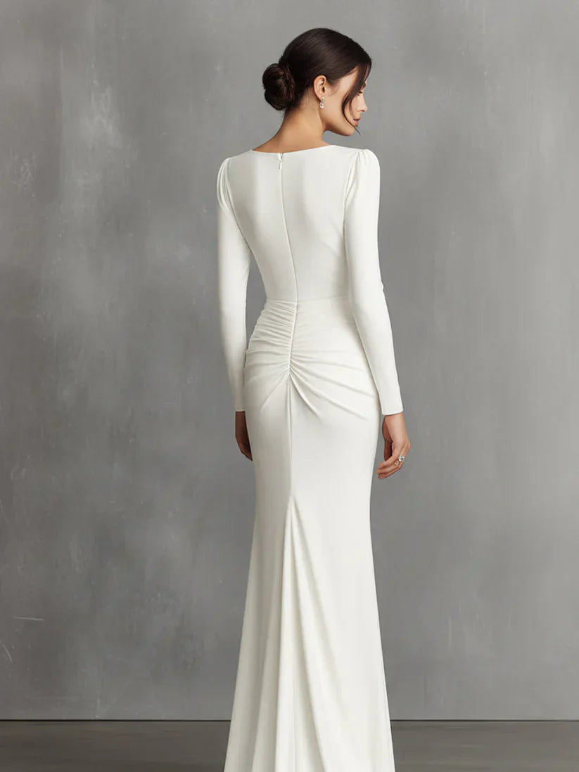 Elegant  Elegant Satin Ruched Mermaid Maxi Dress Prom Dress
