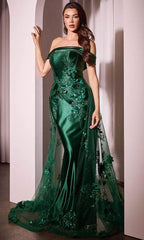 Sexy Floral Off-Shoulder Trumpet Backless Evening Dress