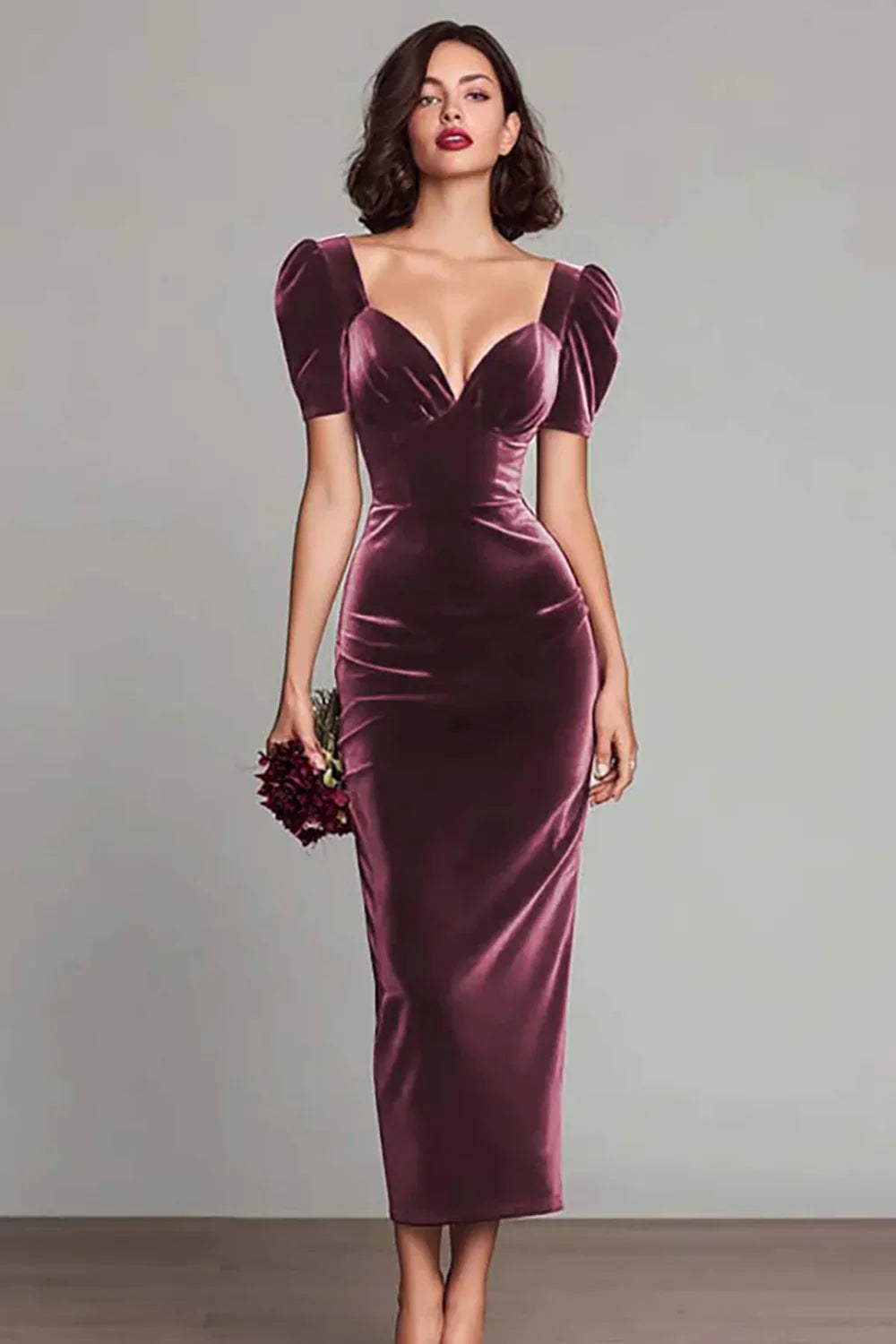 Velvet Sheath Long Holiday Party Dress
