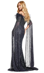 Elegant Feather Detail Off-Shoulder Evening Dress