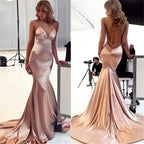 Sexy Sleeveless Blushing Backless Mermaid Evening Dresses