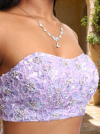 A-Line Sweetheart Beaded Two Piece Prom Dresses with Bow & Slit