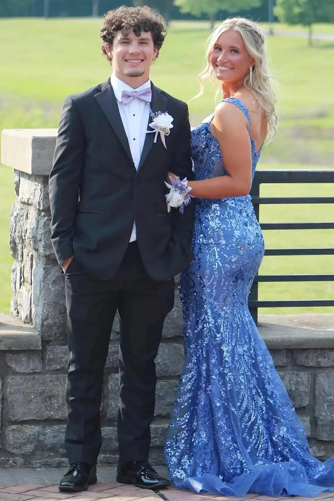 Off Shoulder Periwinkle Sequin Mermaid Long Dress with Slit