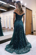 Glitter Mermaid Prom Dress Off The Shoulder  Long Evening Dress