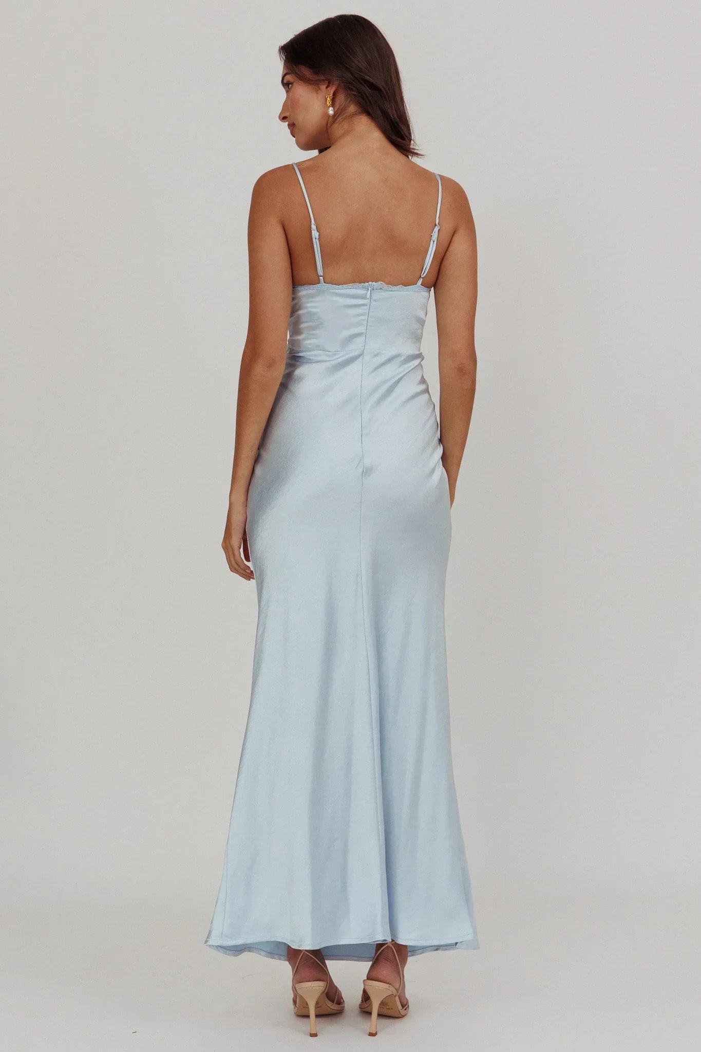 Lace Trim Maxi Dress Steel