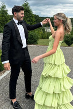 A Line Sweetheart  Long Party Dress with Ruffles