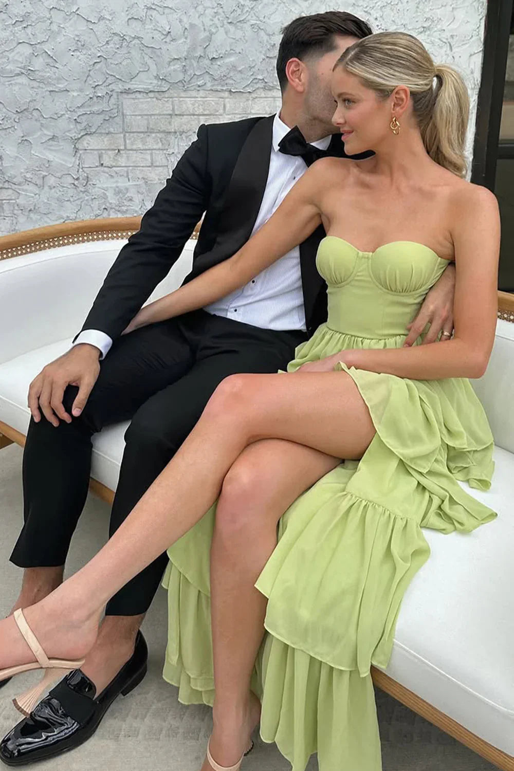 A Line Sweetheart  Long Party Dress with Ruffles