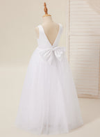 Elegant Princess Ball Gown Satin & Tulle Flower Girl Dress