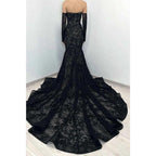 Sweetheart Romantic Lace Mermaid Black Formal Evening Dress