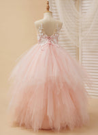 Ball-Gown/Princess Lace Tulle Floor-length Pink Dress (2003226757)