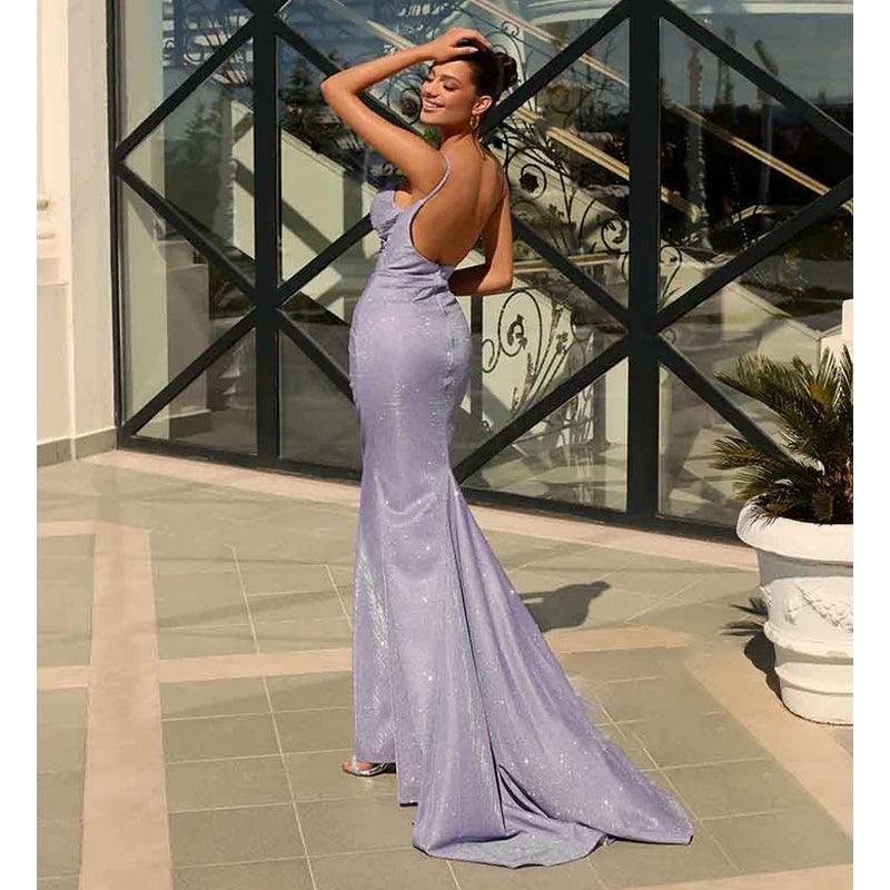 Spaghetti Straps Scoop Mermaid Sparkly Formal Party Dress