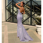 Spaghetti Straps Scoop Mermaid Sparkly Formal Party Dress