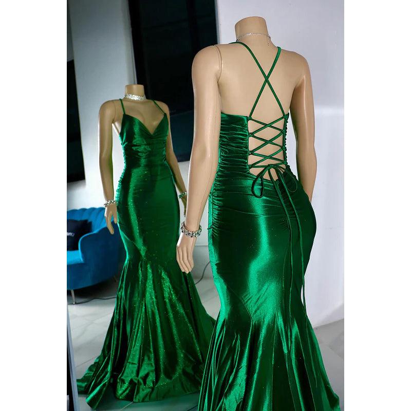 Trumpet/Mermaid Sexy & Hot Criss-Cross Straps Ruffles V-Neck Prom Dress