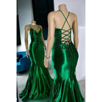 Trumpet/Mermaid Sexy & Hot Criss-Cross Straps Ruffles V-Neck Prom Dress