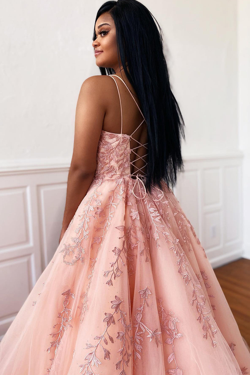 Princess Spaghetti Straps Prom Dress