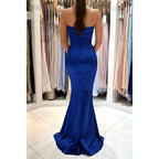 Sheath Sweethear Pleated Side Slit Long Formal Evening Gown