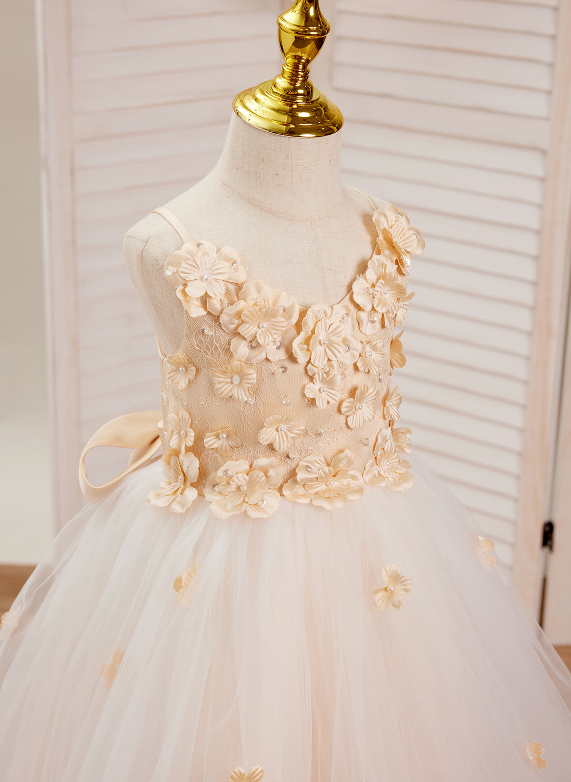 A-line Tulle Asymmetrical Ivory Dress (010220938)