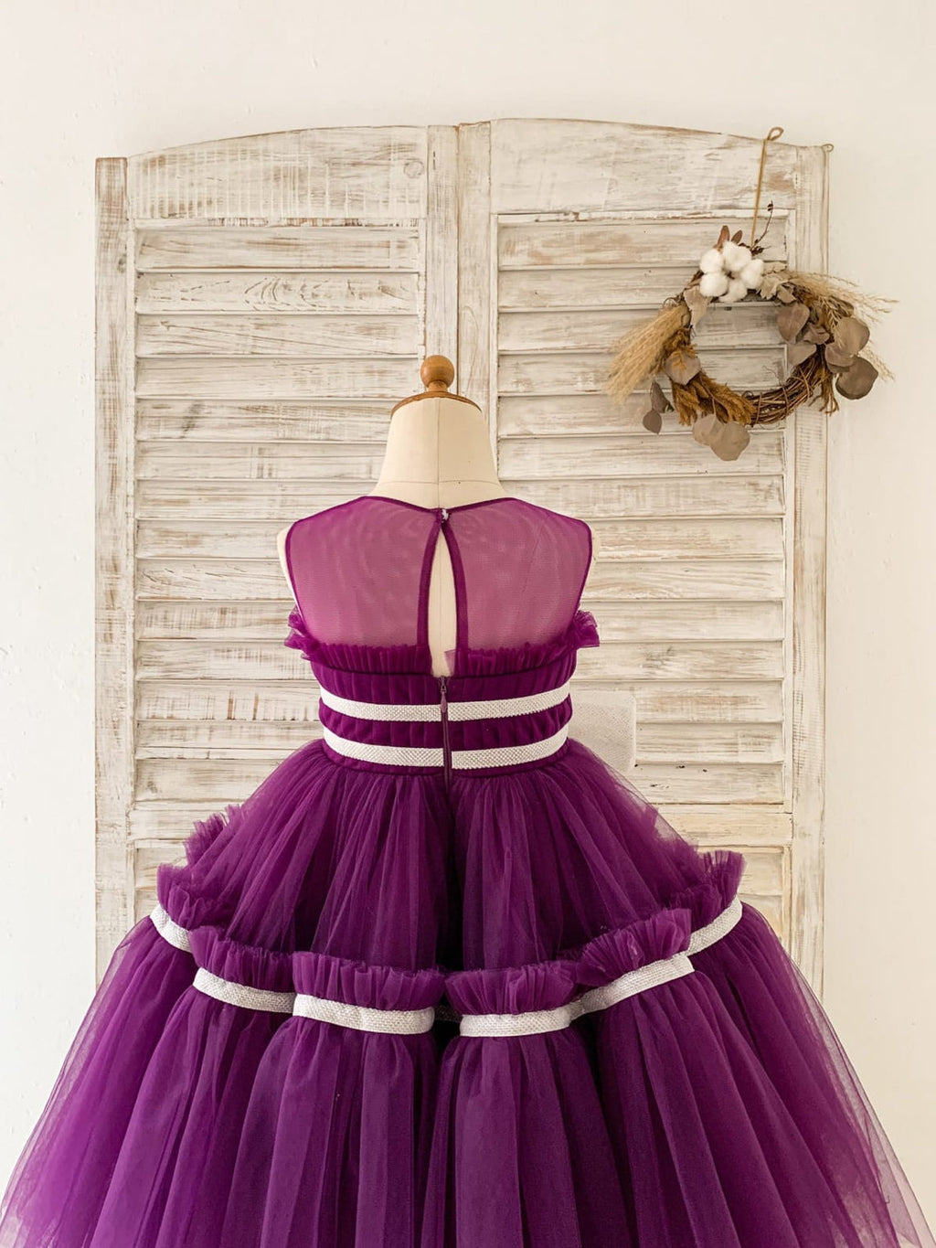 Tulle Tea-length Purple Dress (2003227603)
