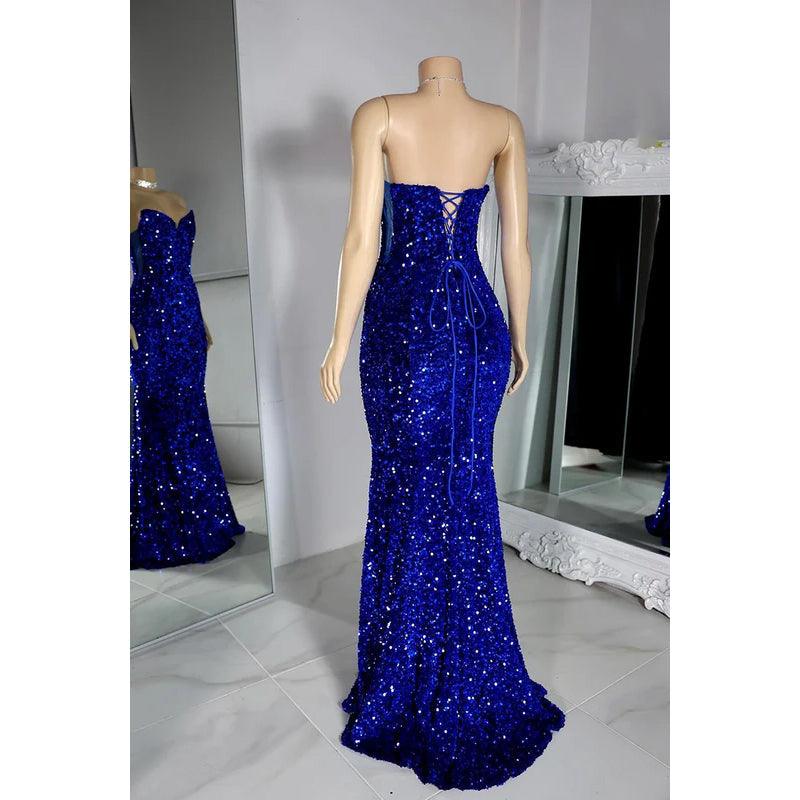 Sheath/Column Charming V-Neck Sleeveless Sequins Lace-up Evening Prom Dress