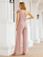 Numbersea Women's One Shoulder Long Jumpsuit Formal Evening Dress Long Bridesmaid Dresses Pants Wedding Party 28034
