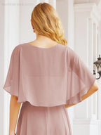 Numbersea Bridesmaid Dresses for Wedding Formal Evening Party Prom Gown with Cape 28050