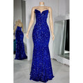 Sheath/Column Charming V-Neck Sleeveless Sequins Lace-up Evening Prom Dress