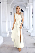 Ladies Chiffon One Shoulder Bridesmaid Evening Dress Wedding Party Evening Dress 28133