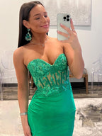 Sheath Strapless Sweetheart Long Prom Dress with Slit
