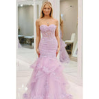 Glamorous & Dramatic Off-Shoulder Sleeveless Mermaid Applique Party Prom Dress
