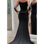 Trumpet/Mermaid Chic & Modern Straps Cap Sleeves Slit Formal Party Prom Dress