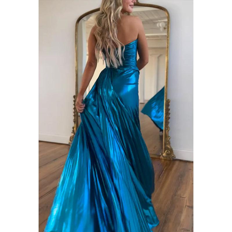 Sweetheart Sleeveless A-line with Side Slit Party Prom Evening Dress