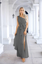 Ladies Chiffon One Shoulder Bridesmaid Evening Dress Wedding Party Evening Dress 28133